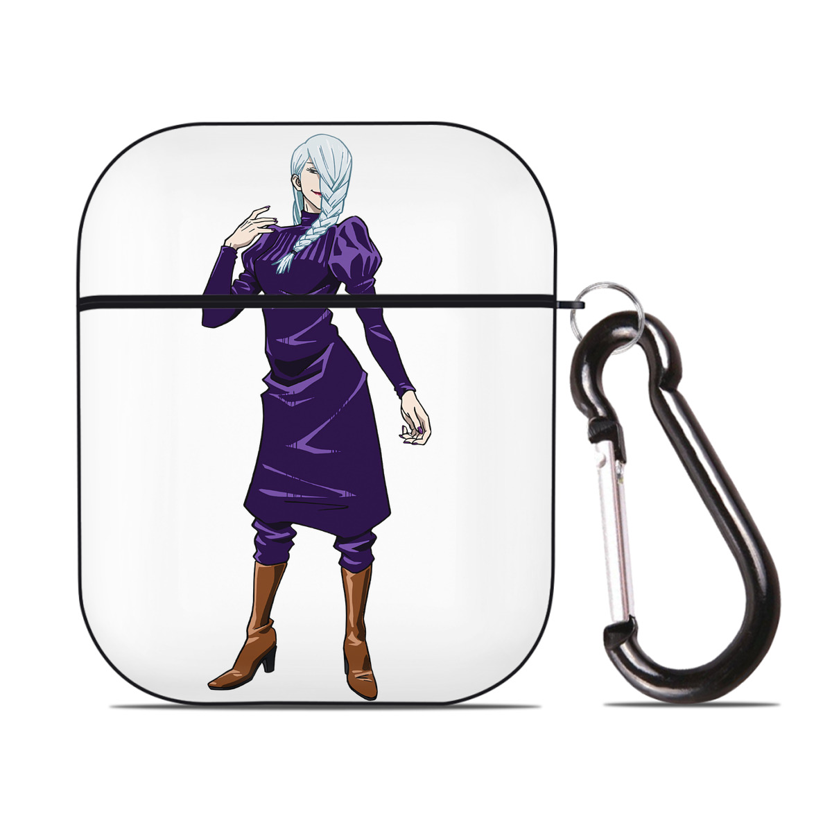 （画像用） 呪術廻戦 Jujutsu Kaisen AirPods 第2世代保護ケース ハードシェル ブラック 耐衝撃・防指紋・カラビナ付き