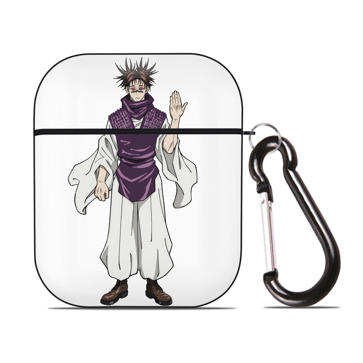 （画像用） 呪術廻戦 Jujutsu Kaisen AirPods 第2世代保護ケース ハードシェル ブラック 耐衝撃・防指紋・カラビナ付き
