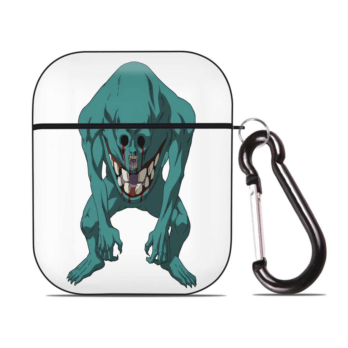 （画像用） 呪術廻戦 Jujutsu Kaisen AirPods 第2世代保護ケース ハードシェル ブラック 耐衝撃・防指紋・カラビナ付き