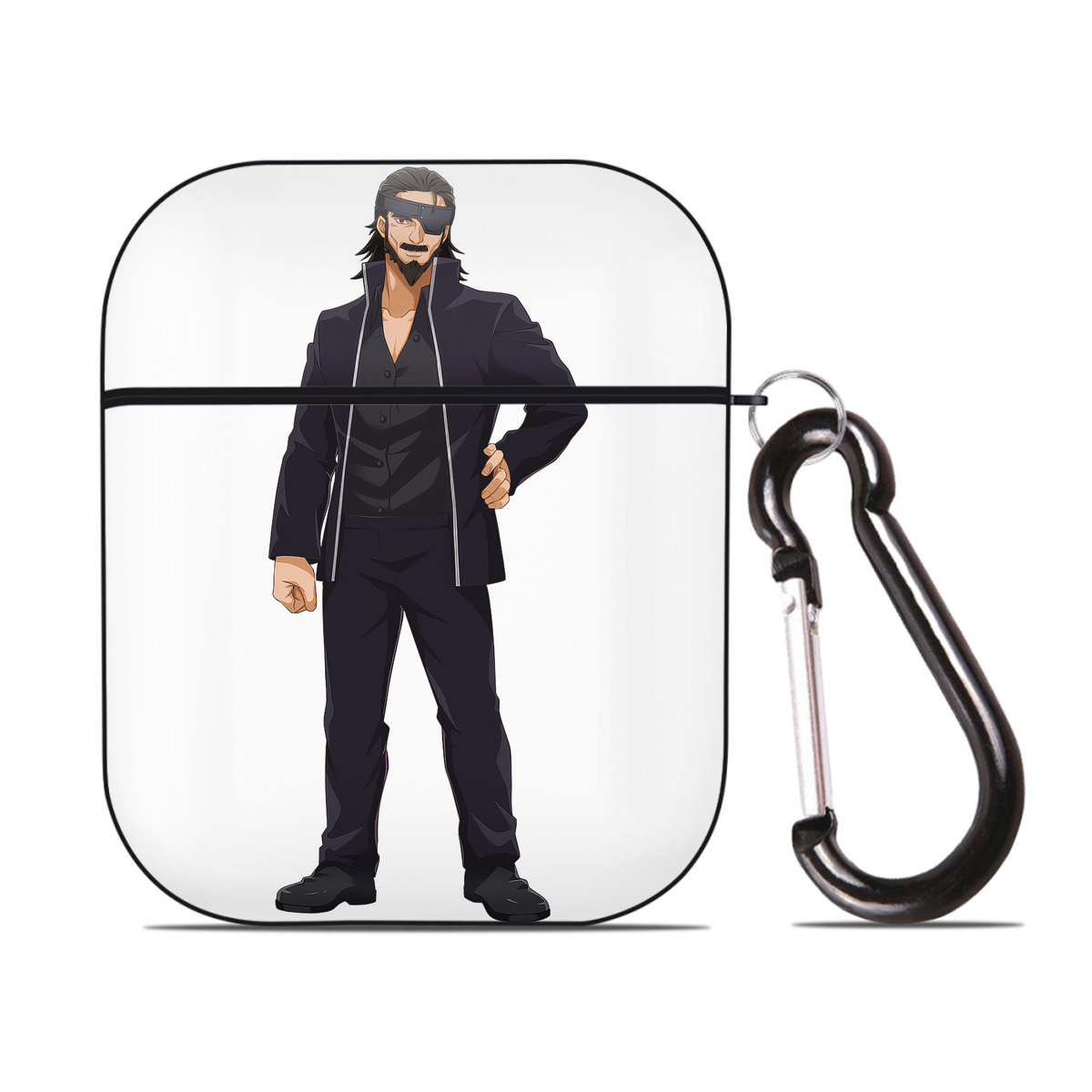 （画像用） 呪術廻戦 Jujutsu Kaisen AirPods 第2世代保護ケース ハードシェル ブラック 耐衝撃・防指紋・カラビナ付き