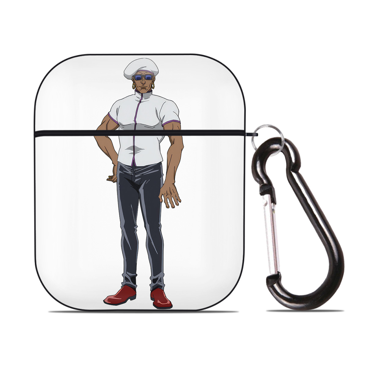 （画像用） 呪術廻戦 Jujutsu Kaisen AirPods 第2世代保護ケース ハードシェル ブラック 耐衝撃・防指紋・カラビナ付き
