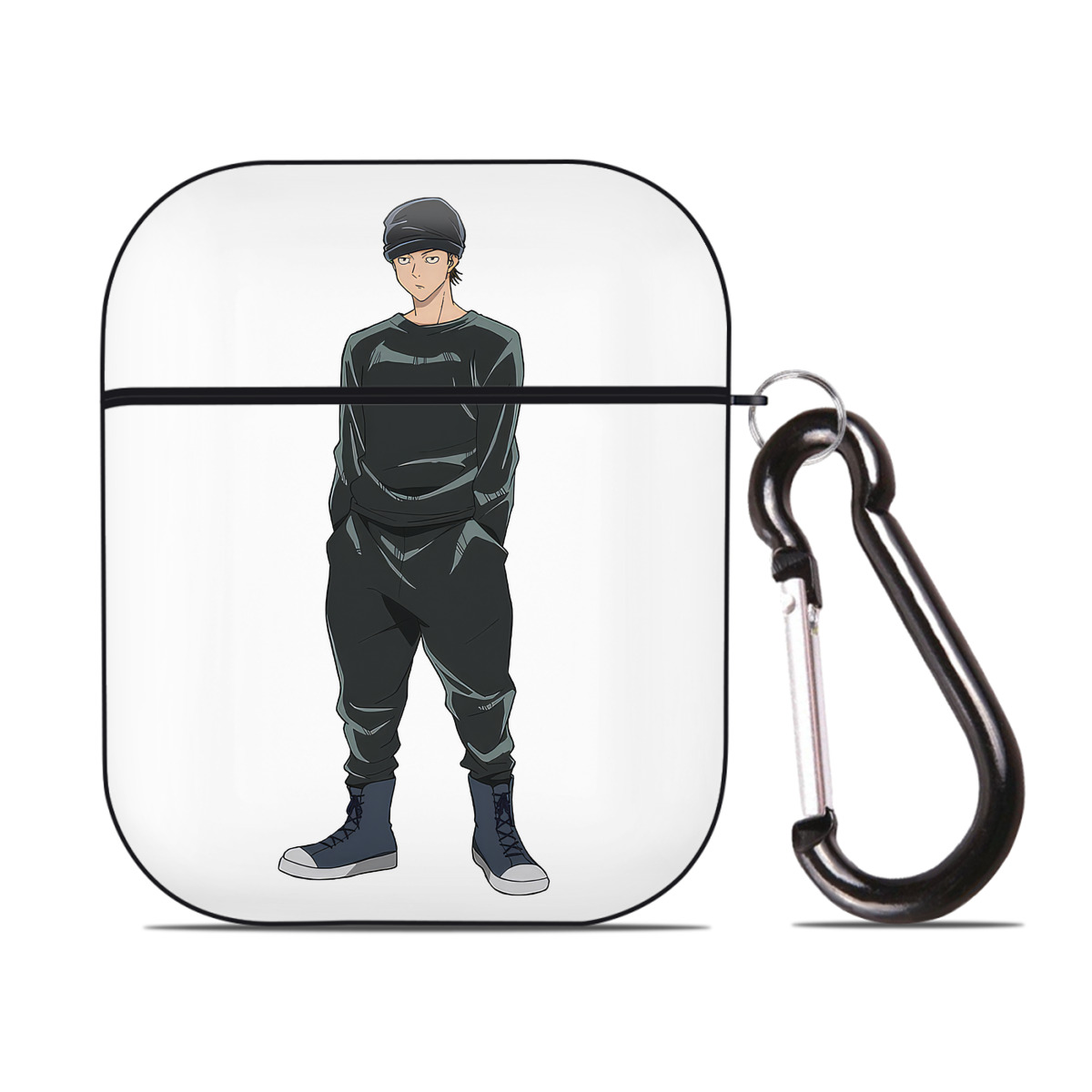 （画像用） 呪術廻戦 Jujutsu Kaisen AirPods 第2世代保護ケース ハードシェル ブラック 耐衝撃・防指紋・カラビナ付き