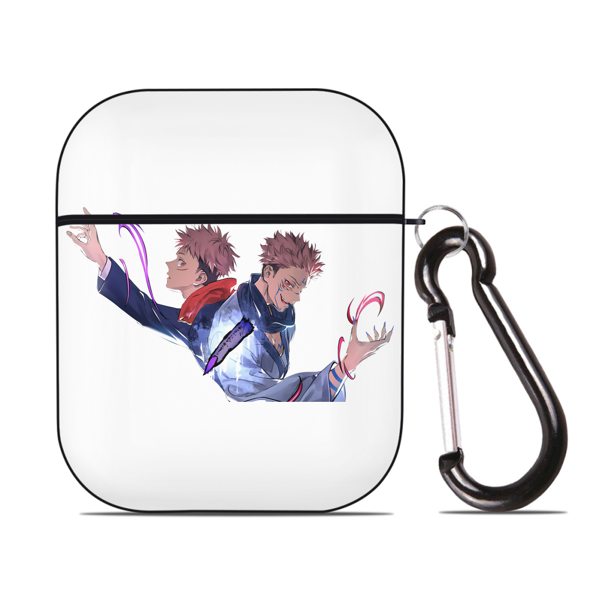 （画像用） 呪術廻戦 Jujutsu Kaisen AirPods 第2世代保護ケース ハードシェル ブラック 耐衝撃・防指紋・カラビナ付き