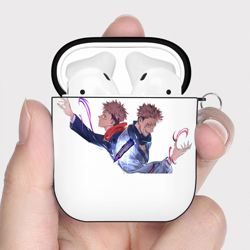 （画像用） 呪術廻戦 Jujutsu Kaisen AirPods 第2世代保護ケース ハードシェル ブラック 耐衝撃・防指紋・カラビナ付き