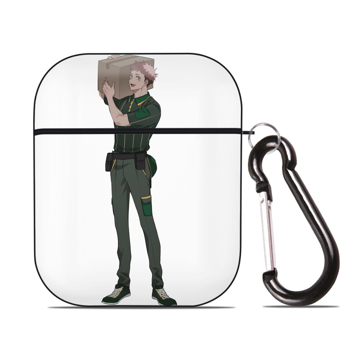 （画像用） 呪術廻戦 Jujutsu Kaisen AirPods 第2世代保護ケース ハードシェル ブラック 耐衝撃・防指紋・カラビナ付き