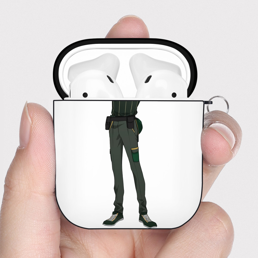 （画像用） 呪術廻戦 Jujutsu Kaisen AirPods 第2世代保護ケース ハードシェル ブラック 耐衝撃・防指紋・カラビナ付き