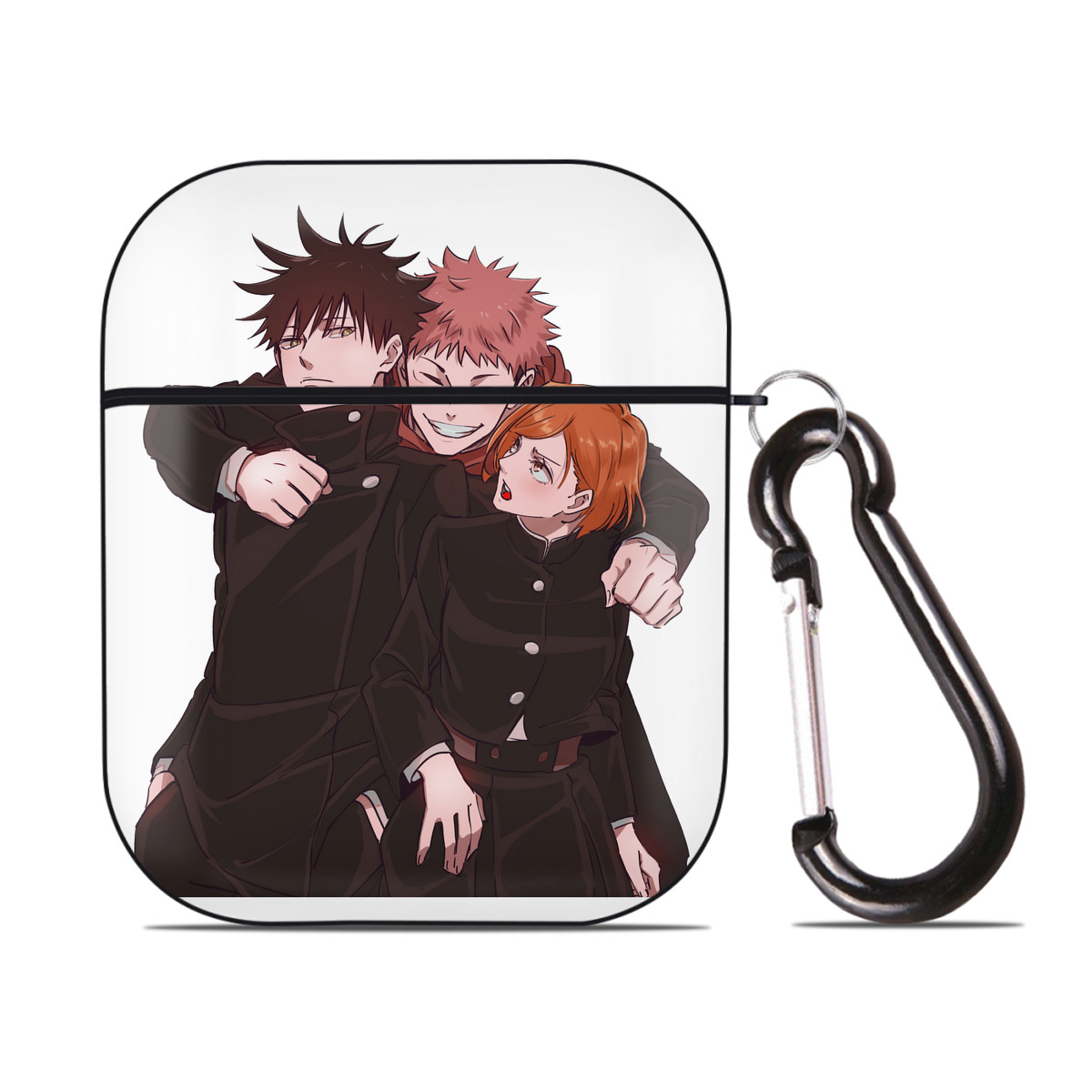 （画像用） 呪術廻戦 Jujutsu Kaisen AirPods 第2世代保護ケース ハードシェル ブラック 耐衝撃・防指紋・カラビナ付き