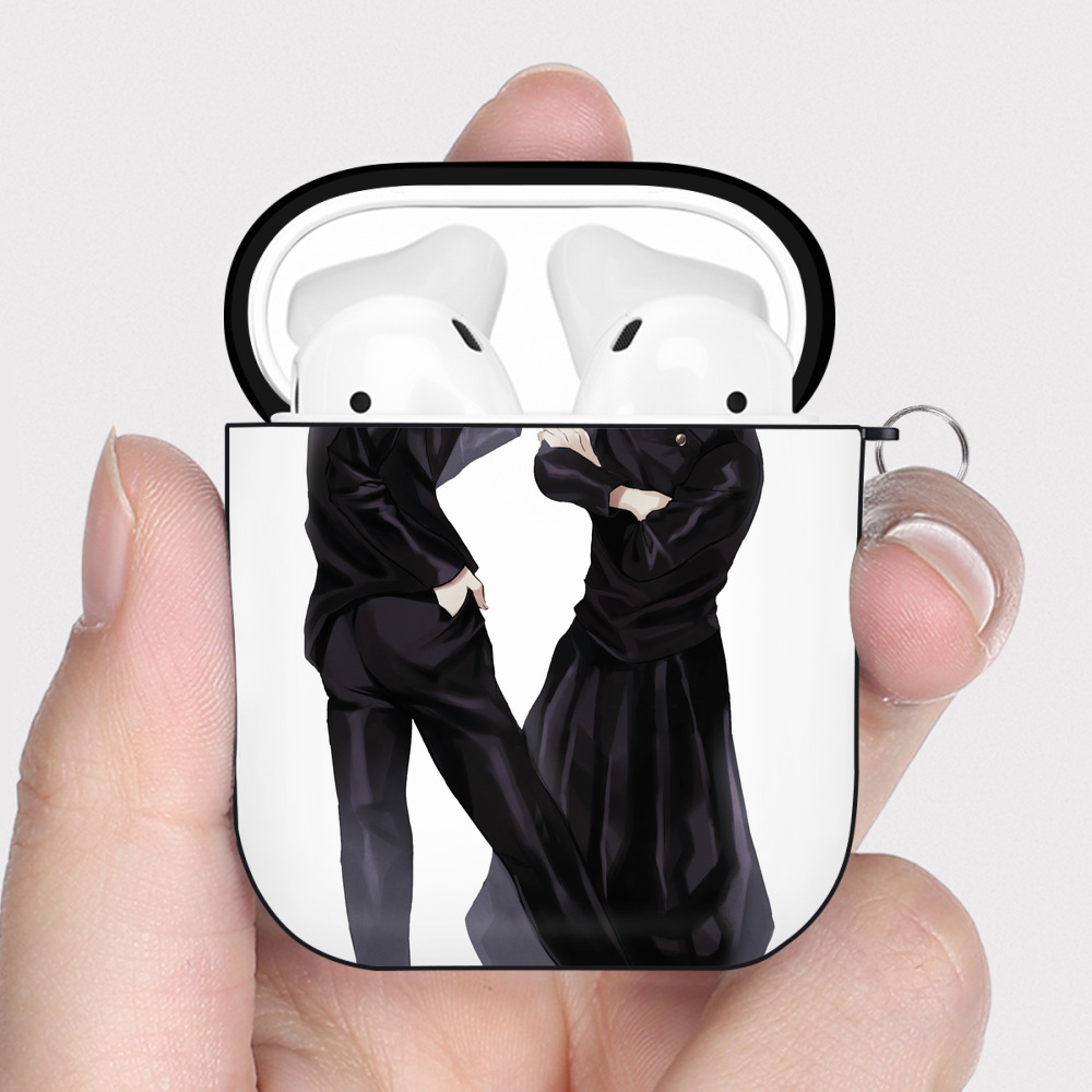 （画像用） 呪術廻戦 Jujutsu Kaisen AirPods 第2世代保護ケース ハードシェル ブラック 耐衝撃・防指紋・カラビナ付き