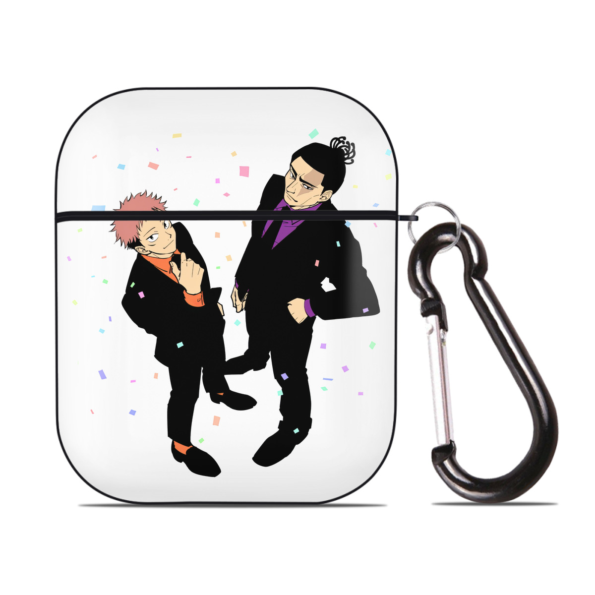 （画像用） 呪術廻戦 Jujutsu Kaisen AirPods 第2世代保護ケース ハードシェル ブラック 耐衝撃・防指紋・カラビナ付き