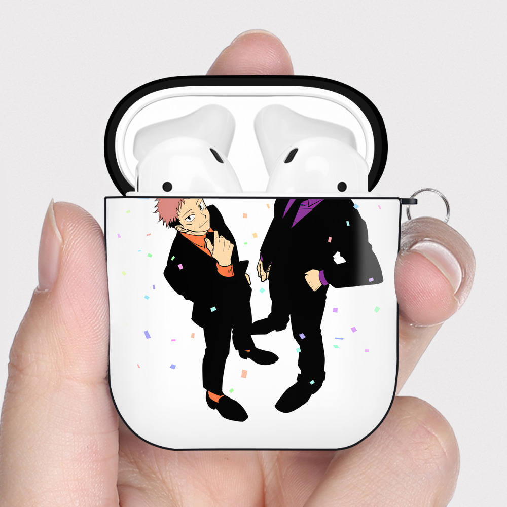 （画像用） 呪術廻戦 Jujutsu Kaisen AirPods 第2世代保護ケース ハードシェル ブラック 耐衝撃・防指紋・カラビナ付き