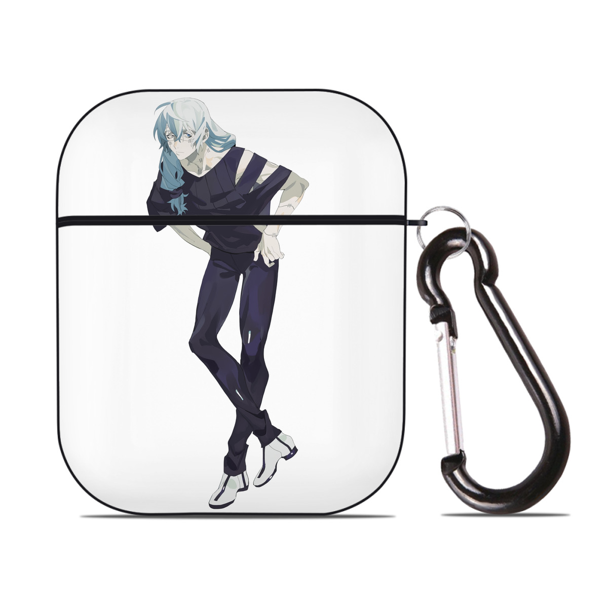 （画像用） 呪術廻戦 Jujutsu Kaisen AirPods 第2世代保護ケース ハードシェル ブラック 耐衝撃・防指紋・カラビナ付き