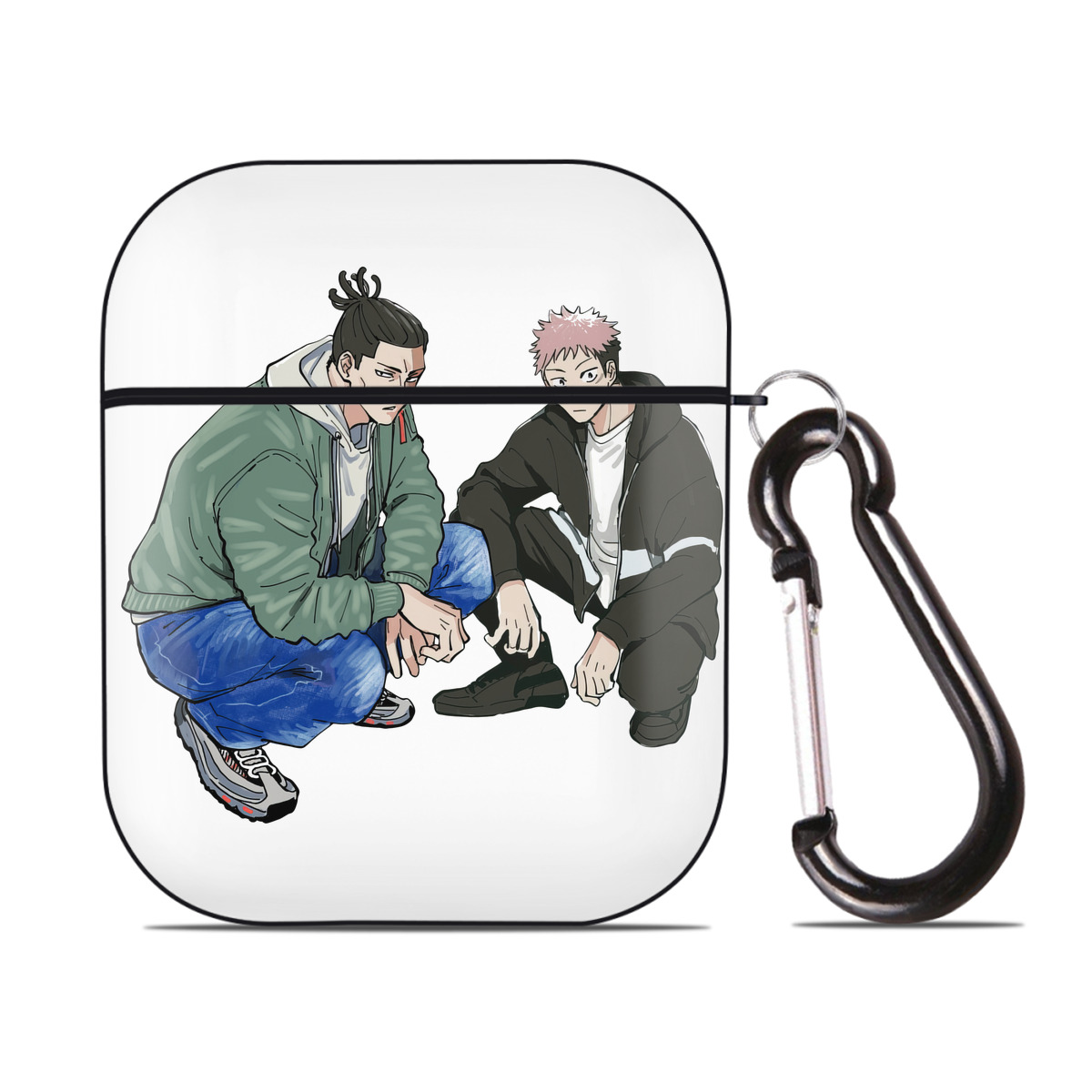 （画像用） 呪術廻戦 Jujutsu Kaisen AirPods 第2世代保護ケース ハードシェル ブラック 耐衝撃・防指紋・カラビナ付き