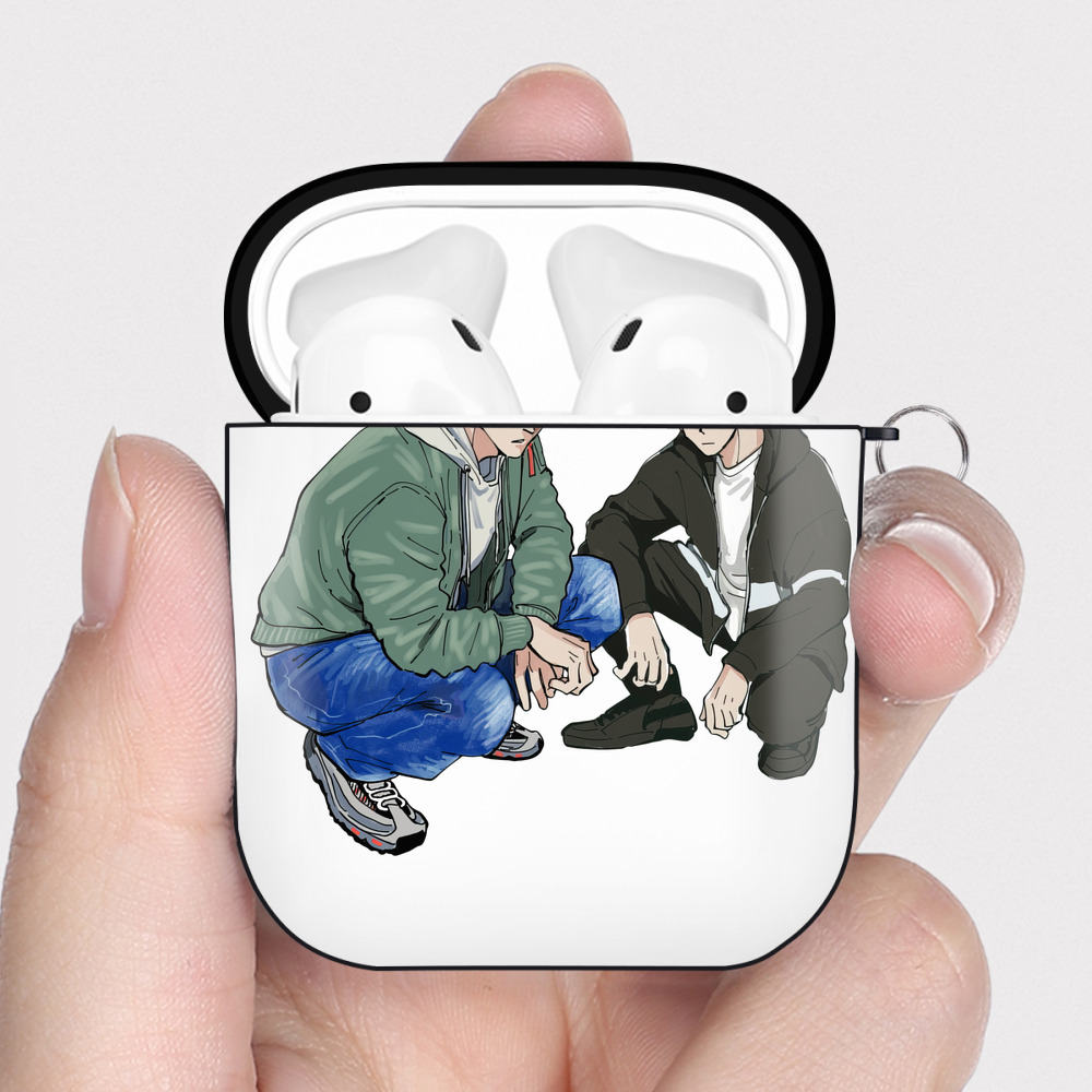 （画像用） 呪術廻戦 Jujutsu Kaisen AirPods 第2世代保護ケース ハードシェル ブラック 耐衝撃・防指紋・カラビナ付き