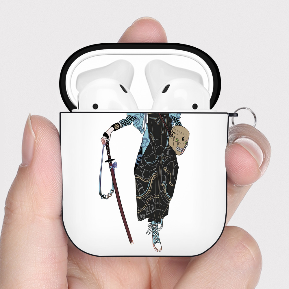 （画像用） 呪術廻戦 Jujutsu Kaisen AirPods 第2世代保護ケース ハードシェル ブラック 耐衝撃・防指紋・カラビナ付き