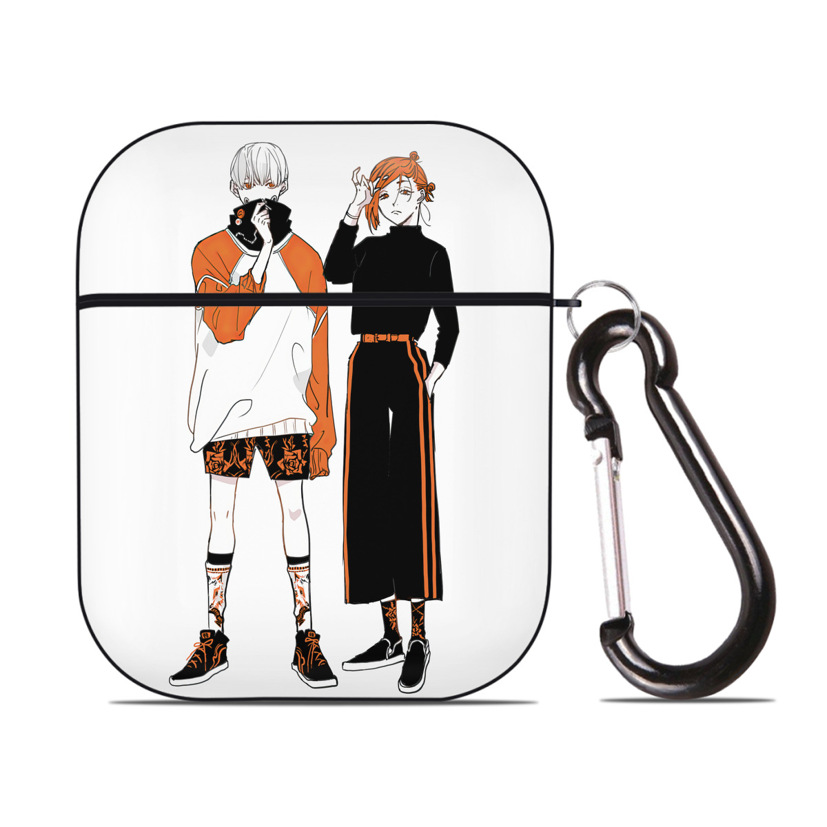 （画像用） 呪術廻戦 Jujutsu Kaisen AirPods 第2世代保護ケース ハードシェル ブラック 耐衝撃・防指紋・カラビナ付き