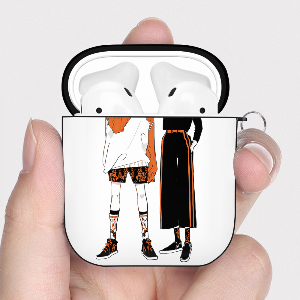 （画像用） 呪術廻戦 Jujutsu Kaisen AirPods 第2世代保護ケース ハードシェル ブラック 耐衝撃・防指紋・カラビナ付き
