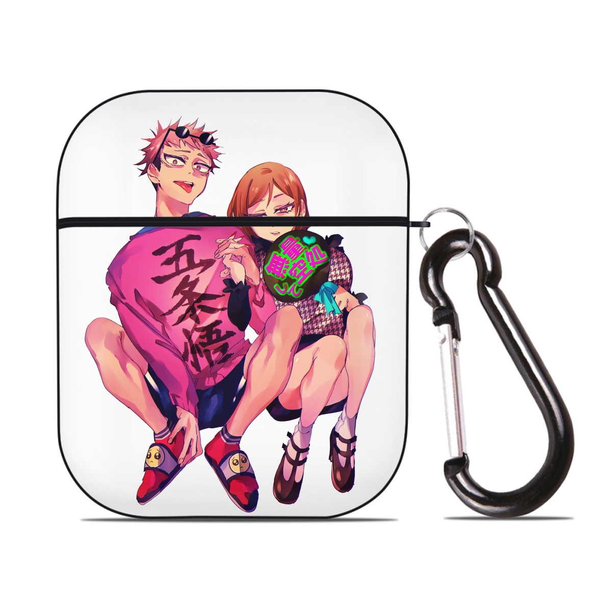 （画像用） 呪術廻戦 Jujutsu Kaisen AirPods 第2世代保護ケース ハードシェル ブラック 耐衝撃・防指紋・カラビナ付き