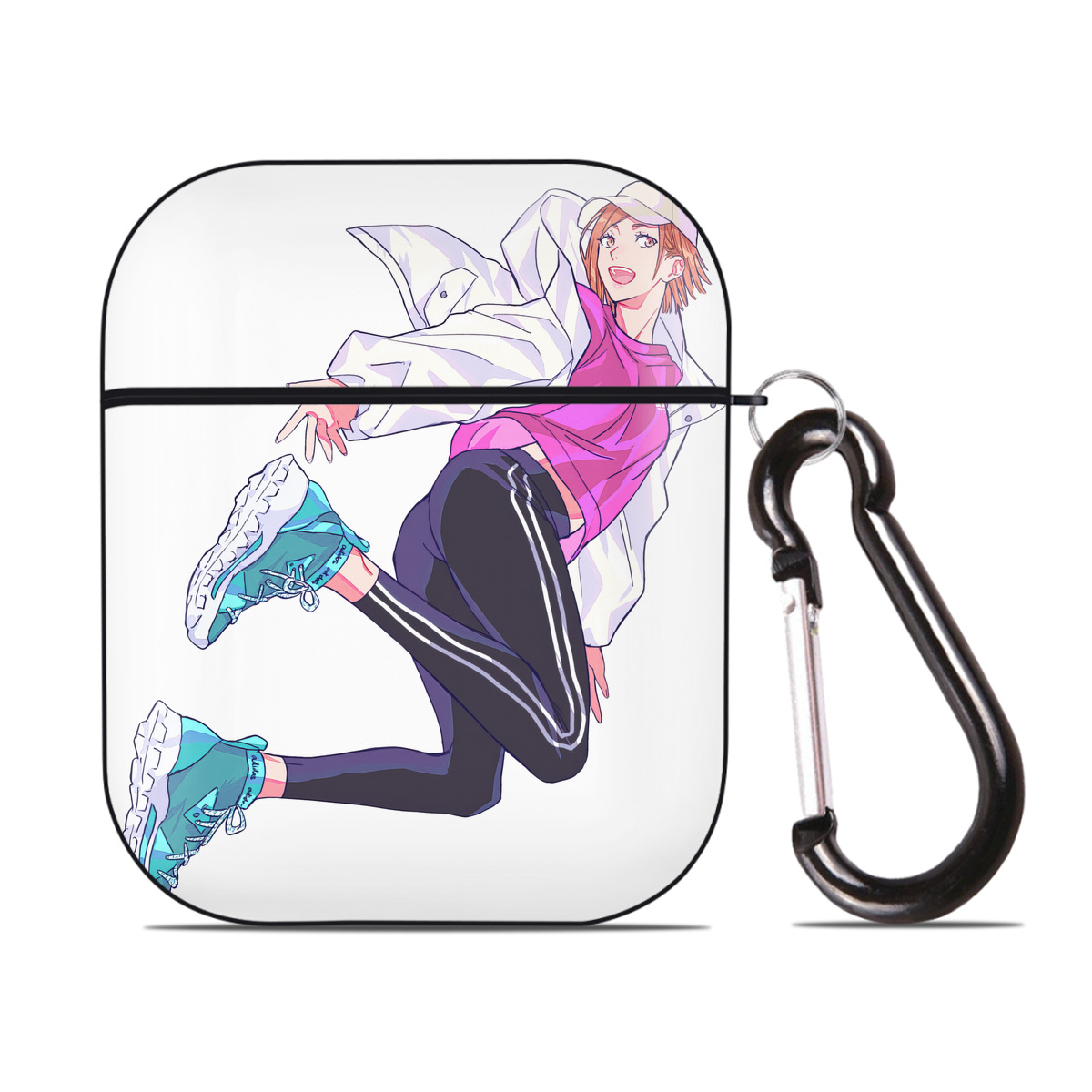 （画像用） 呪術廻戦 Jujutsu Kaisen AirPods 第2世代保護ケース ハードシェル ブラック 耐衝撃・防指紋・カラビナ付き