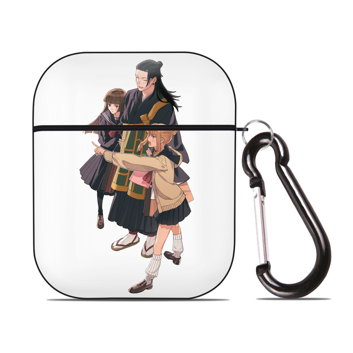 （画像用） 呪術廻戦 Jujutsu Kaisen AirPods 第2世代保護ケース ハードシェル ブラック 耐衝撃・防指紋・カラビナ付き