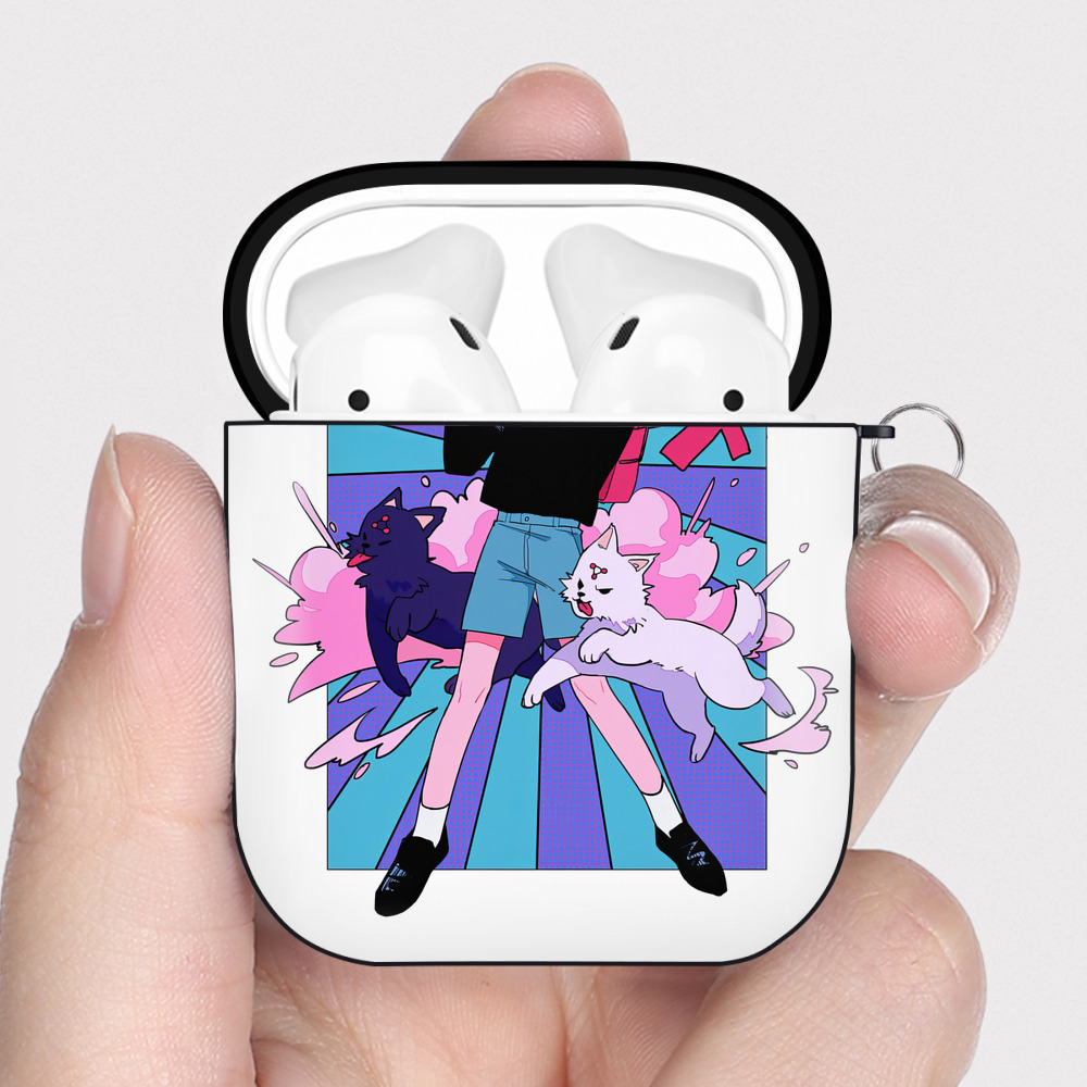 （画像用） 呪術廻戦 Jujutsu Kaisen AirPods 第2世代保護ケース ハードシェル ブラック 耐衝撃・防指紋・カラビナ付き
