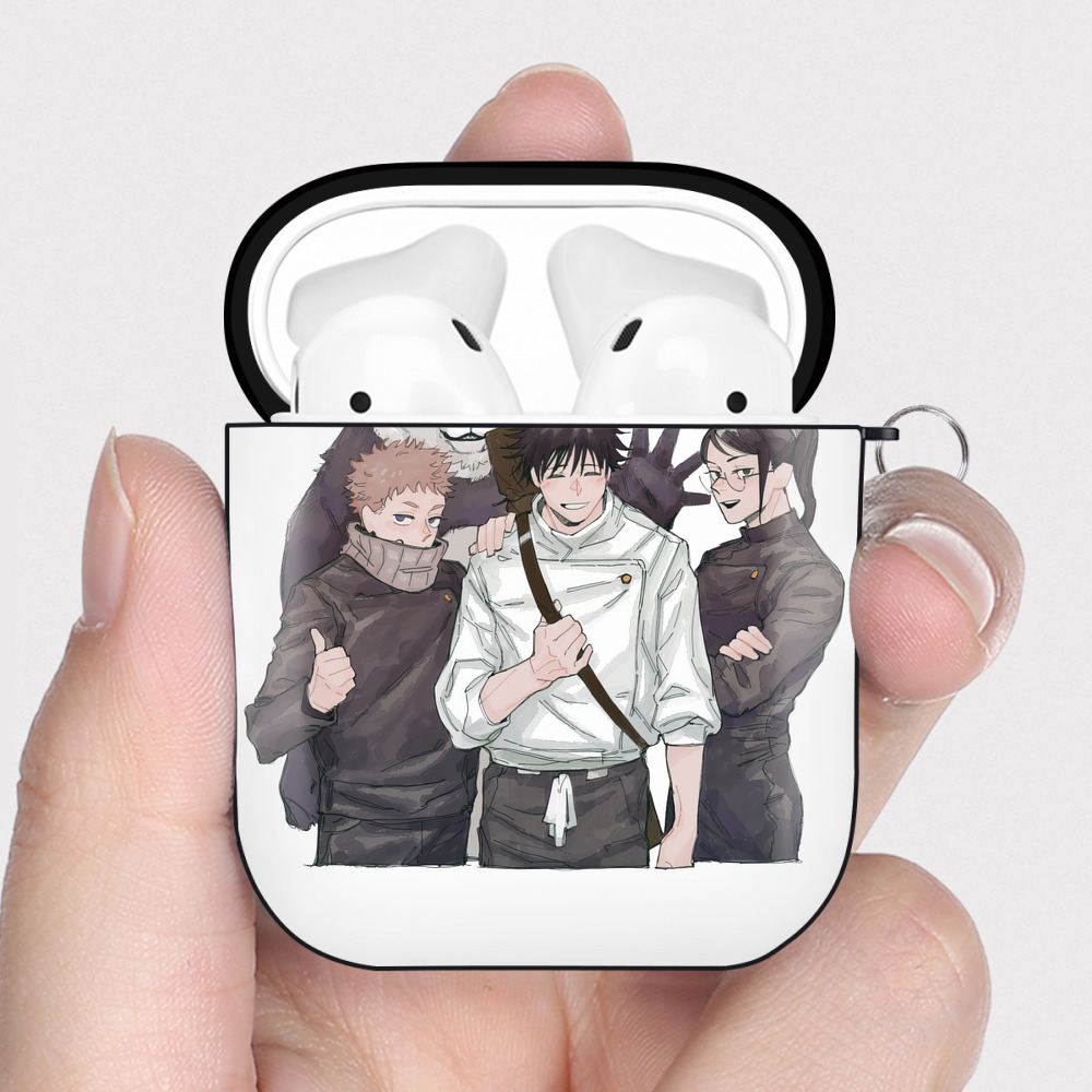 （画像用） 呪術廻戦 Jujutsu Kaisen AirPods 第2世代保護ケース ハードシェル ブラック 耐衝撃・防指紋・カラビナ付き