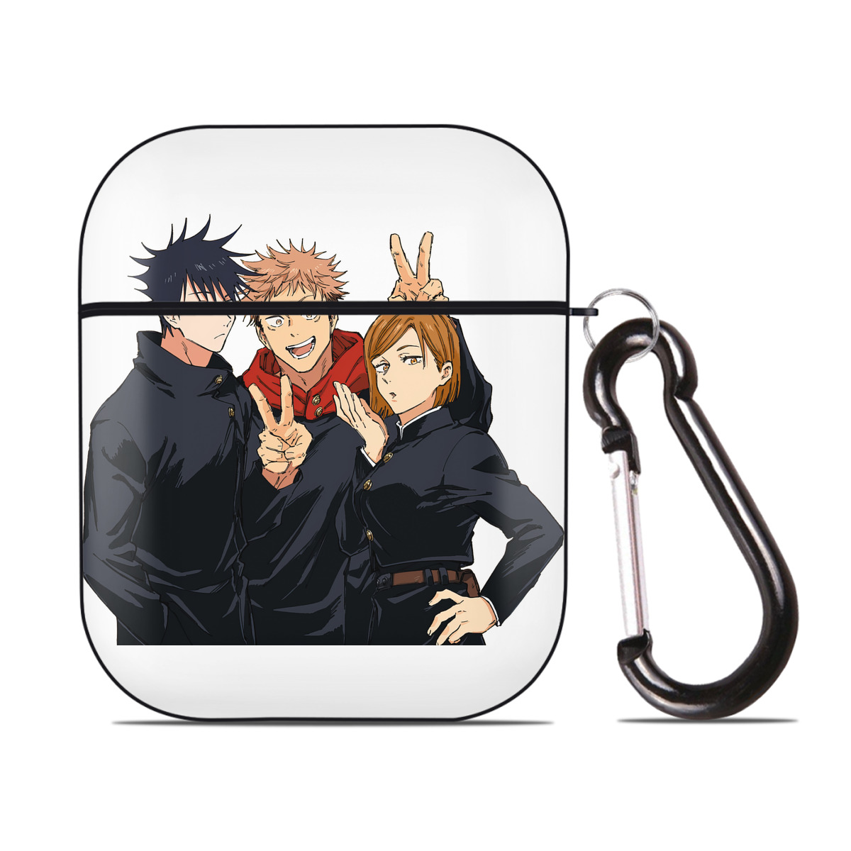 （画像用） 呪術廻戦 Jujutsu Kaisen AirPods 第2世代保護ケース ハードシェル ブラック 耐衝撃・防指紋・カラビナ付き