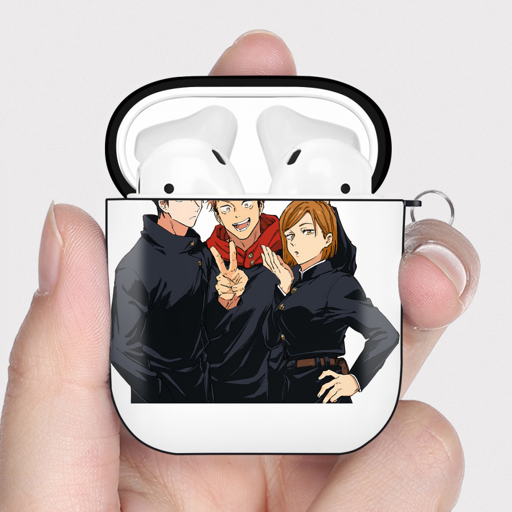 （画像用） 呪術廻戦 Jujutsu Kaisen AirPods 第2世代保護ケース ハードシェル ブラック 耐衝撃・防指紋・カラビナ付き