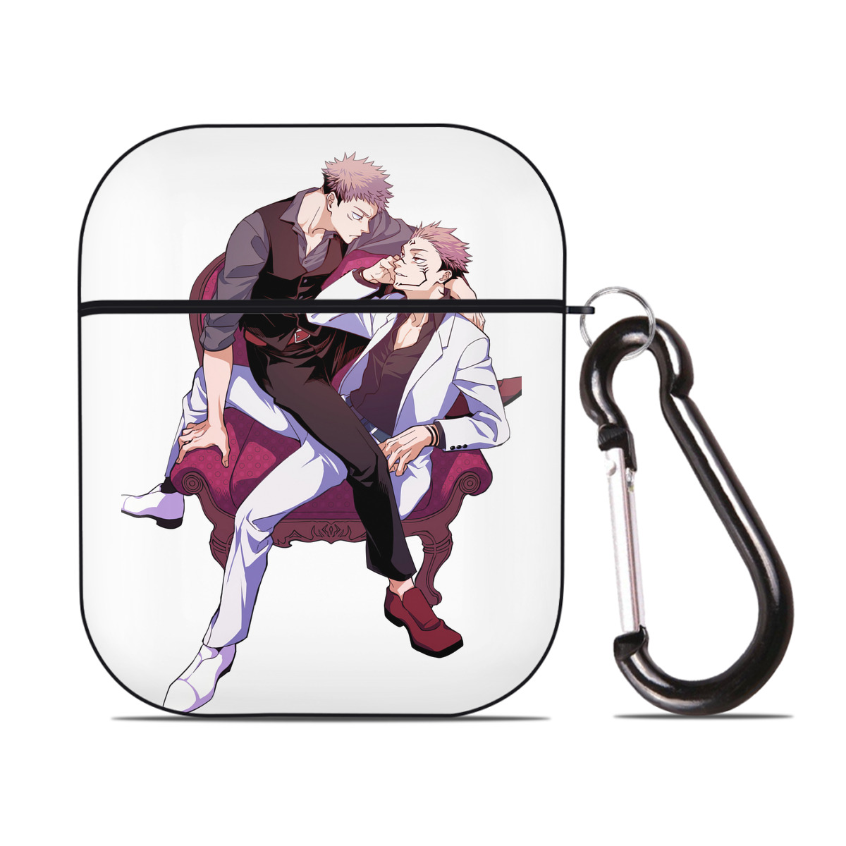 （画像用） 呪術廻戦 Jujutsu Kaisen AirPods 第2世代保護ケース ハードシェル ブラック 耐衝撃・防指紋・カラビナ付き