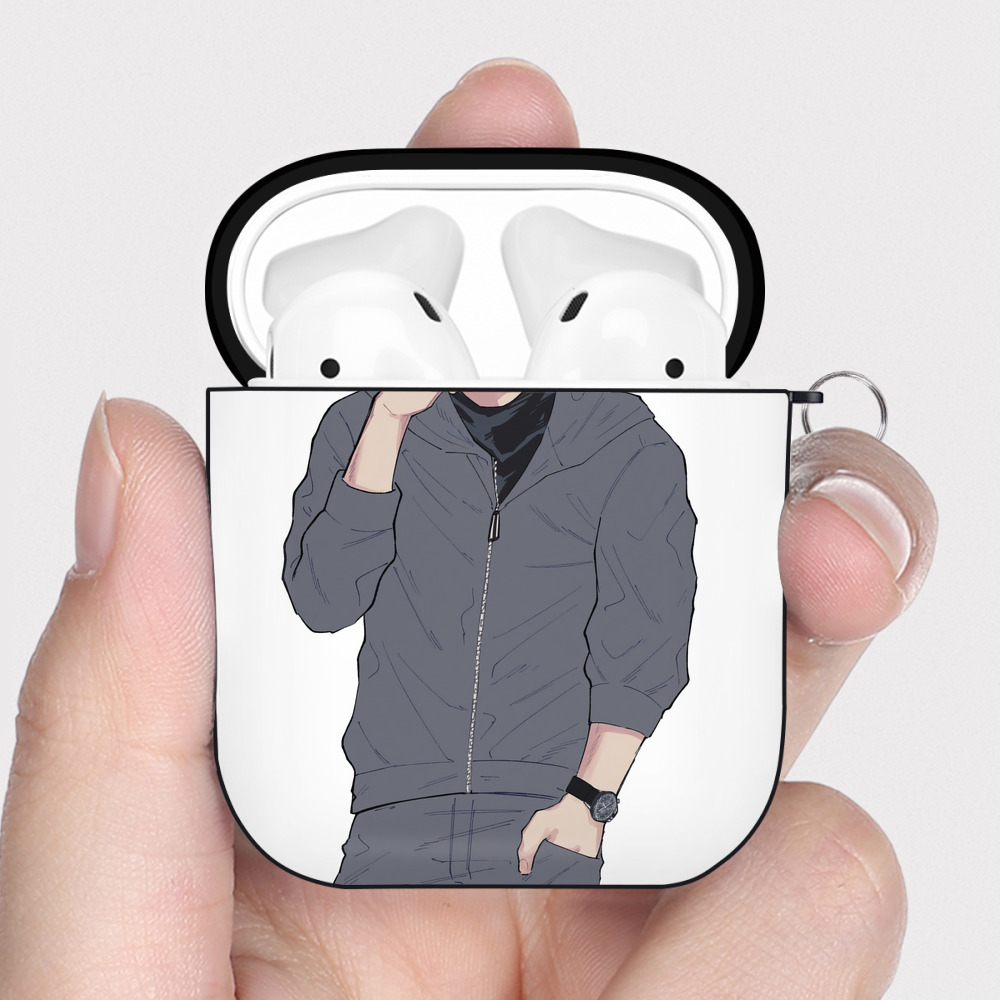 （画像用） 呪術廻戦 Jujutsu Kaisen AirPods 第2世代保護ケース ハードシェル ブラック 耐衝撃・防指紋・カラビナ付き