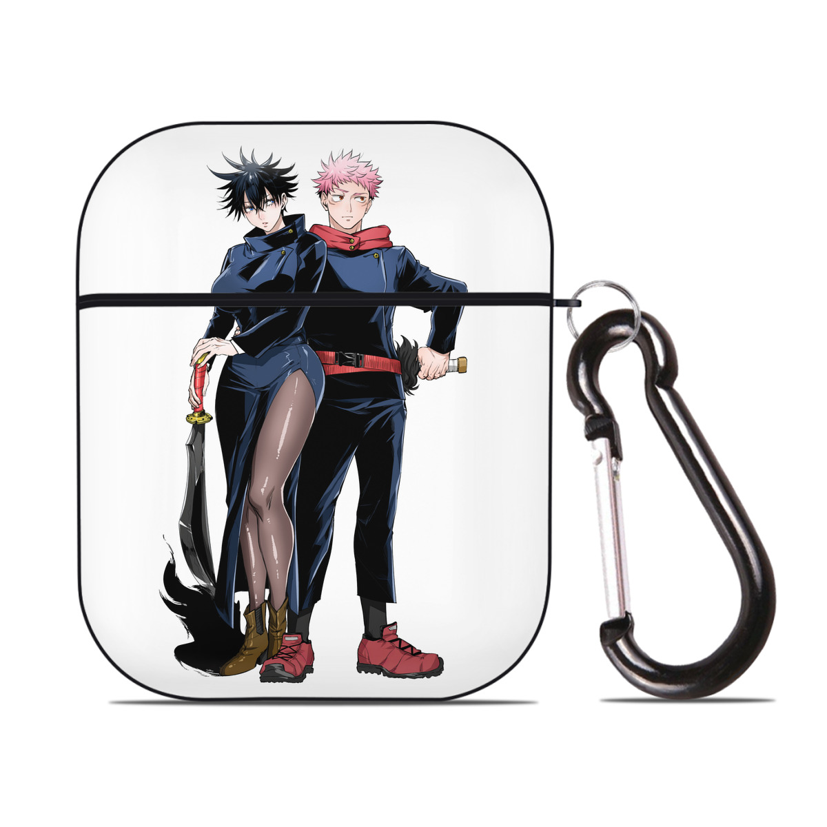 （画像用） 呪術廻戦 Jujutsu Kaisen AirPods 第2世代保護ケース ハードシェル ブラック 耐衝撃・防指紋・カラビナ付き