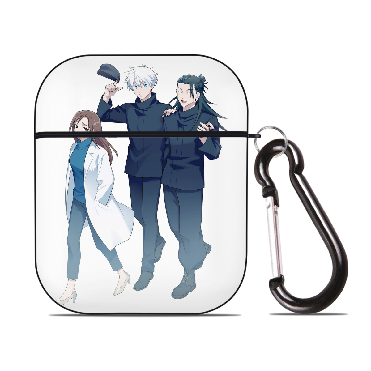 （画像用） 呪術廻戦 Jujutsu Kaisen AirPods 第2世代保護ケース ハードシェル ブラック 耐衝撃・防指紋・カラビナ付き