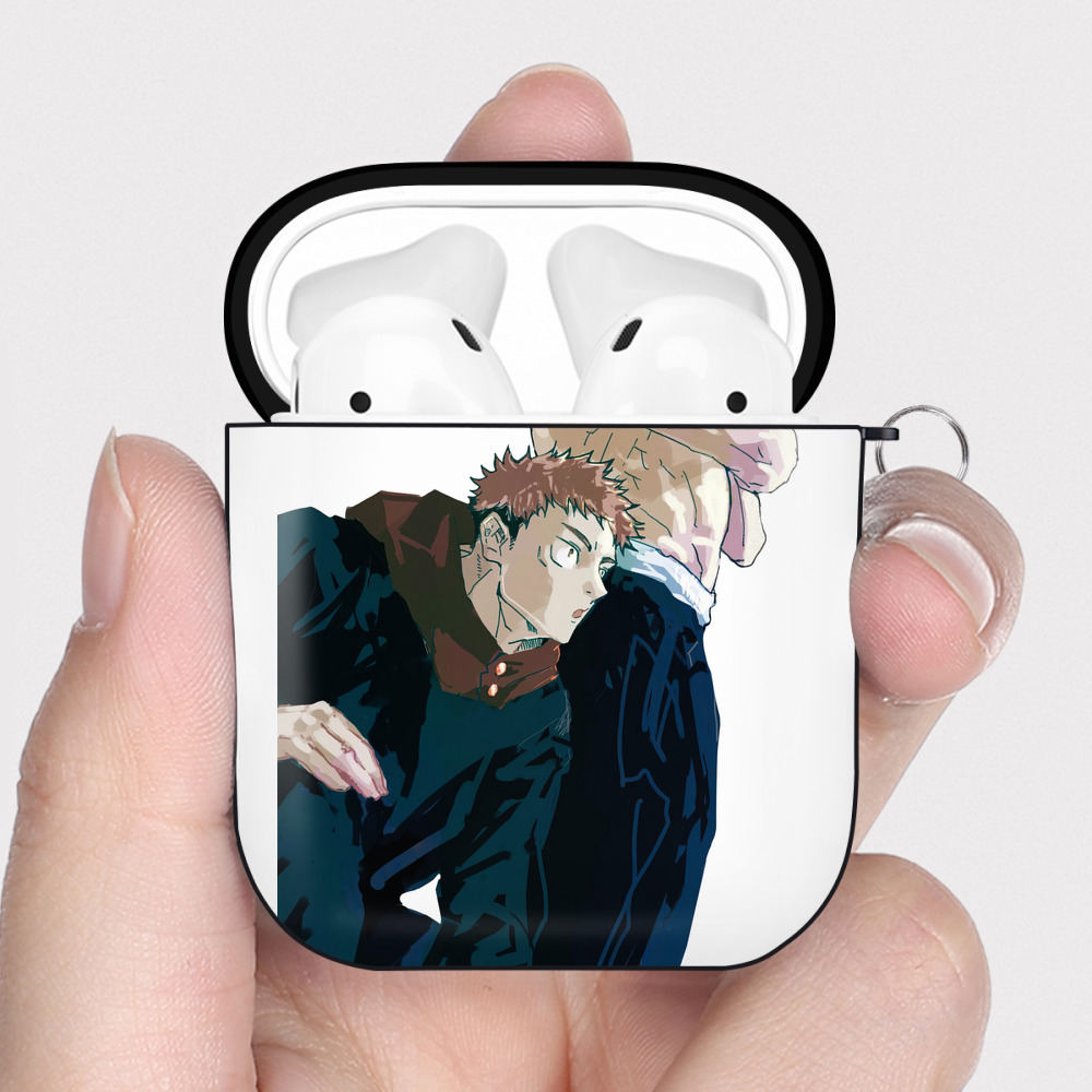 （画像用） 呪術廻戦 Jujutsu Kaisen AirPods 第2世代保護ケース ハードシェル ブラック 耐衝撃・防指紋・カラビナ付き