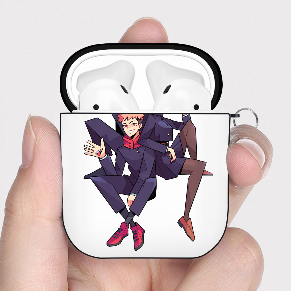 （画像用） 呪術廻戦 Jujutsu Kaisen AirPods 第2世代保護ケース ハードシェル ブラック 耐衝撃・防指紋・カラビナ付き