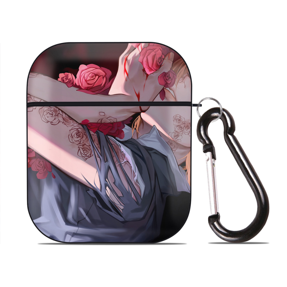 （画像用） 呪術廻戦 Jujutsu Kaisen AirPods 第2世代保護ケース ハードシェル ブラック 耐衝撃・防指紋・カラビナ付き
