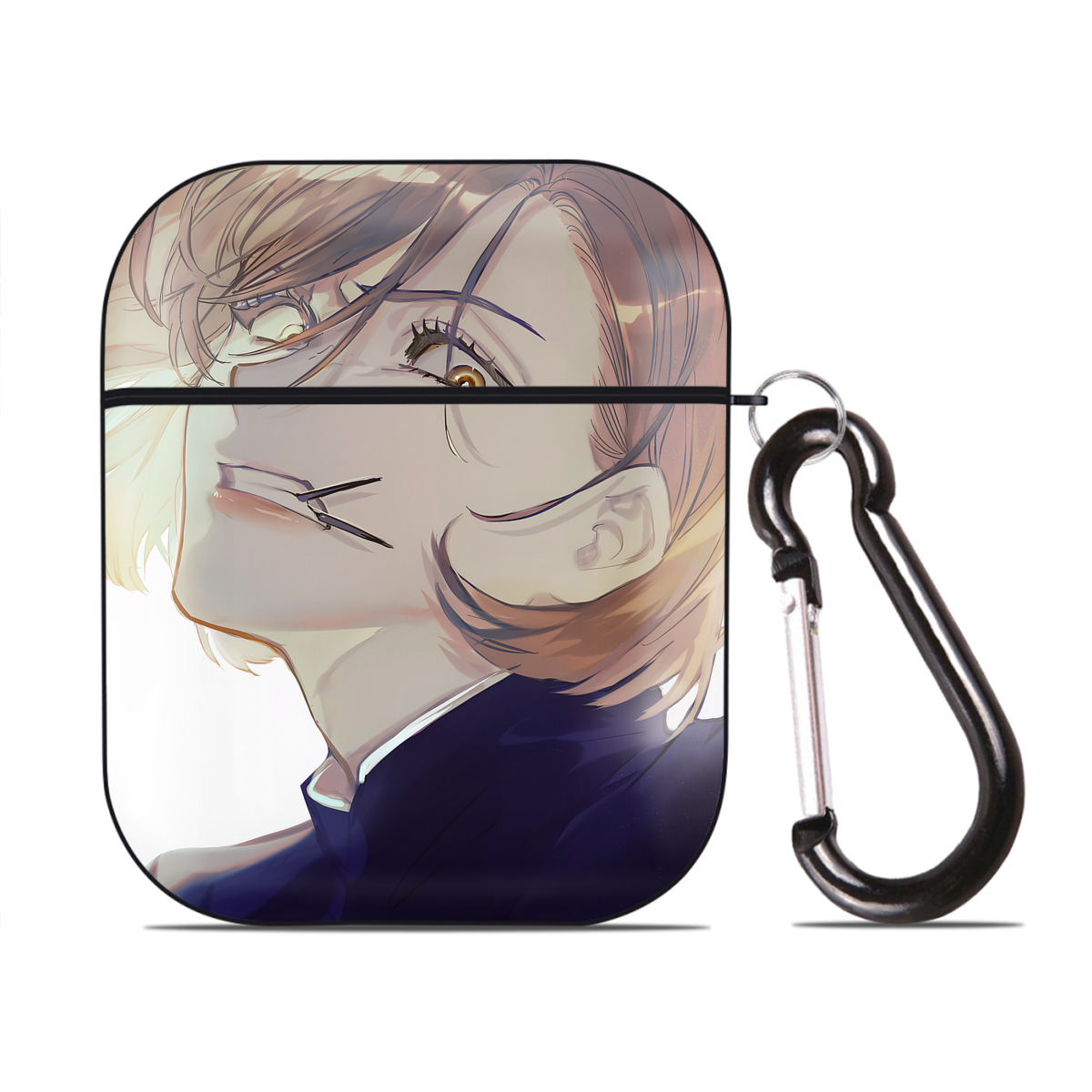 （画像用） 呪術廻戦 Jujutsu Kaisen AirPods 第2世代保護ケース ハードシェル ブラック 耐衝撃・防指紋・カラビナ付き