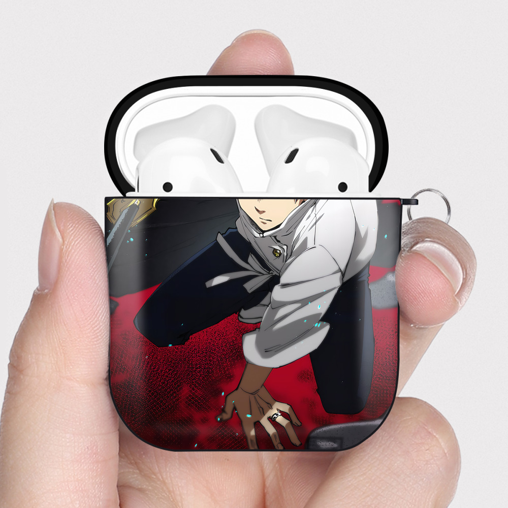 （画像用） 呪術廻戦 Jujutsu Kaisen AirPods 第2世代保護ケース ハードシェル ブラック 耐衝撃・防指紋・カラビナ付き