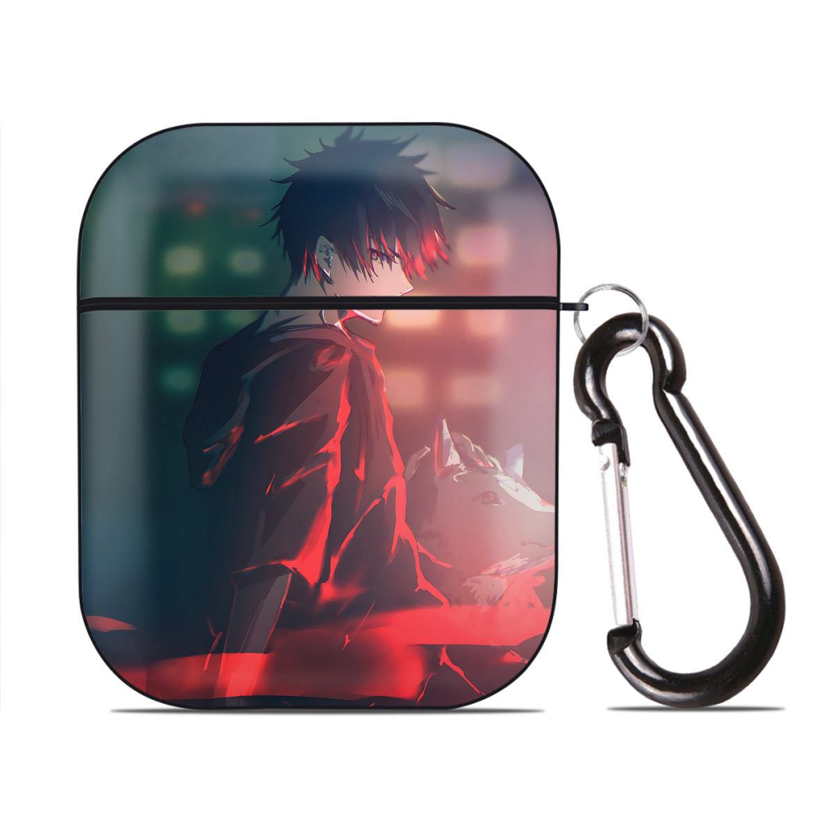 （画像用） 呪術廻戦 Jujutsu Kaisen AirPods 第2世代保護ケース ハードシェル ブラック 耐衝撃・防指紋・カラビナ付き