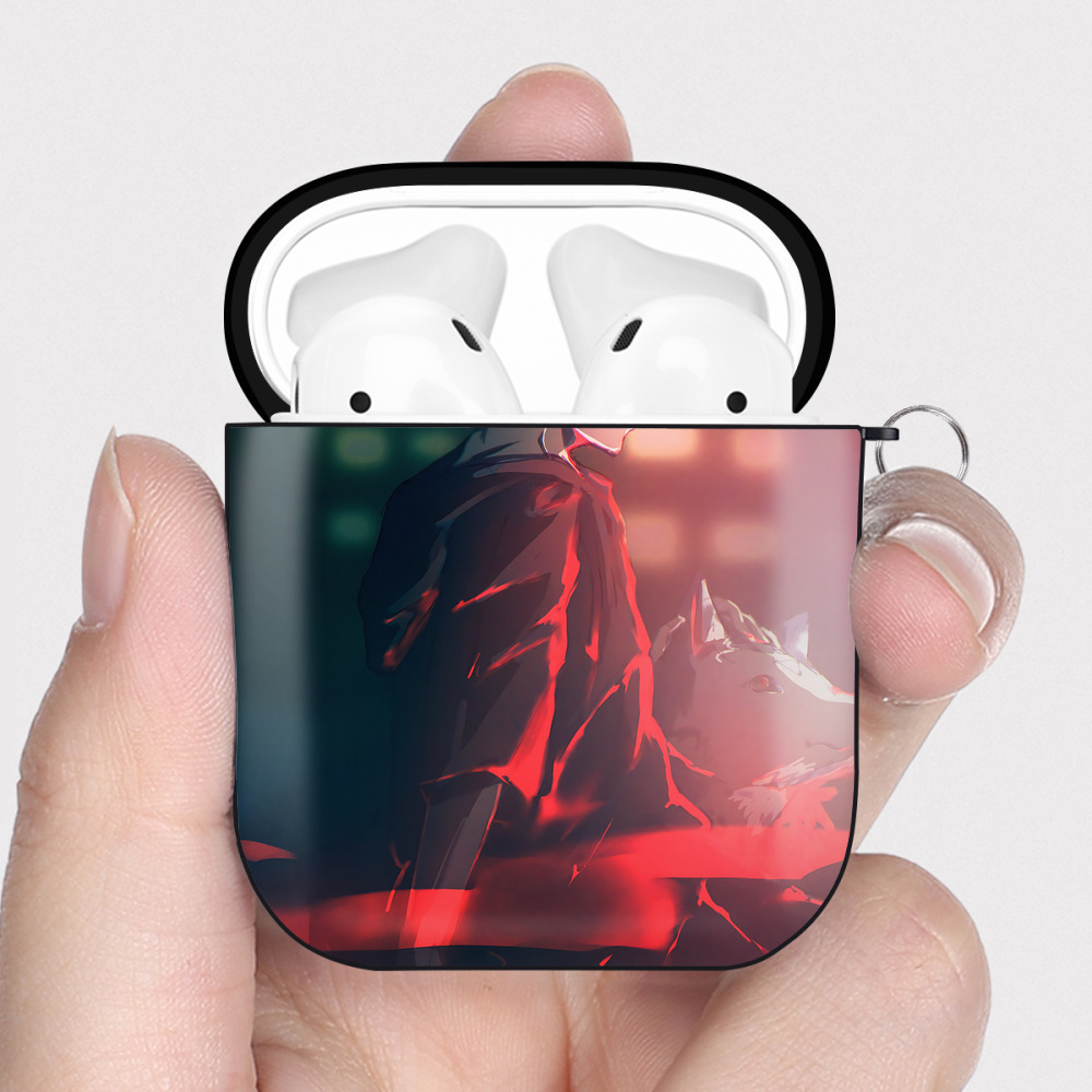 （画像用） 呪術廻戦 Jujutsu Kaisen AirPods 第2世代保護ケース ハードシェル ブラック 耐衝撃・防指紋・カラビナ付き