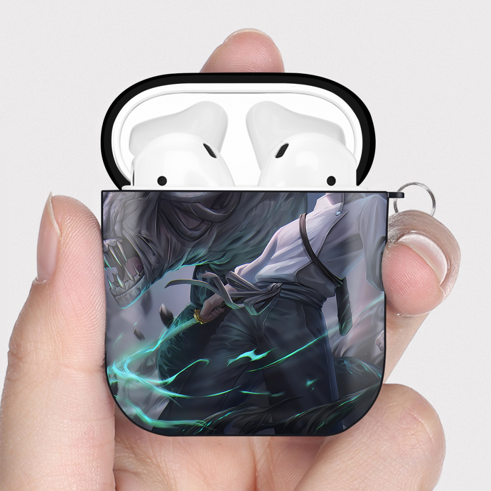 （画像用） 呪術廻戦 Jujutsu Kaisen AirPods 第2世代保護ケース ハードシェル ブラック 耐衝撃・防指紋・カラビナ付き