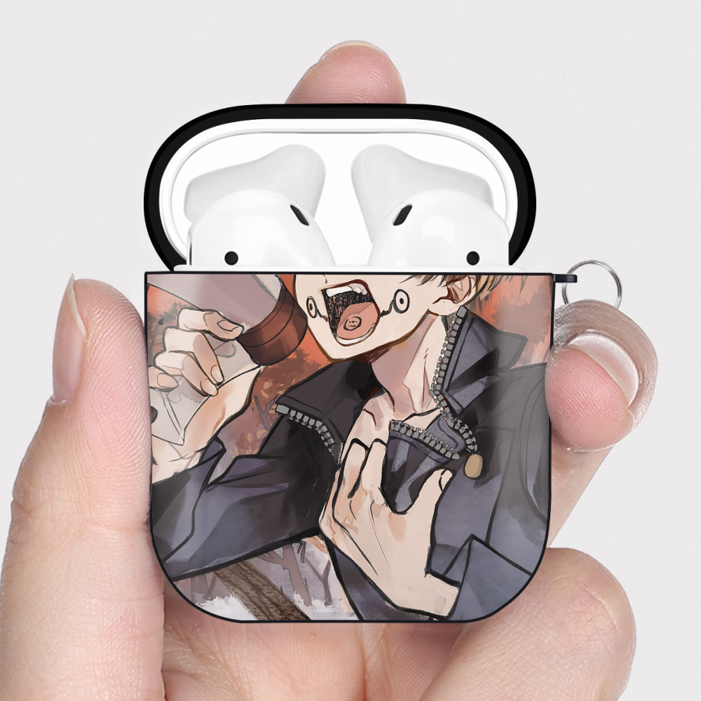 （画像用） 呪術廻戦 Jujutsu Kaisen AirPods 第2世代保護ケース ハードシェル ブラック 耐衝撃・防指紋・カラビナ付き