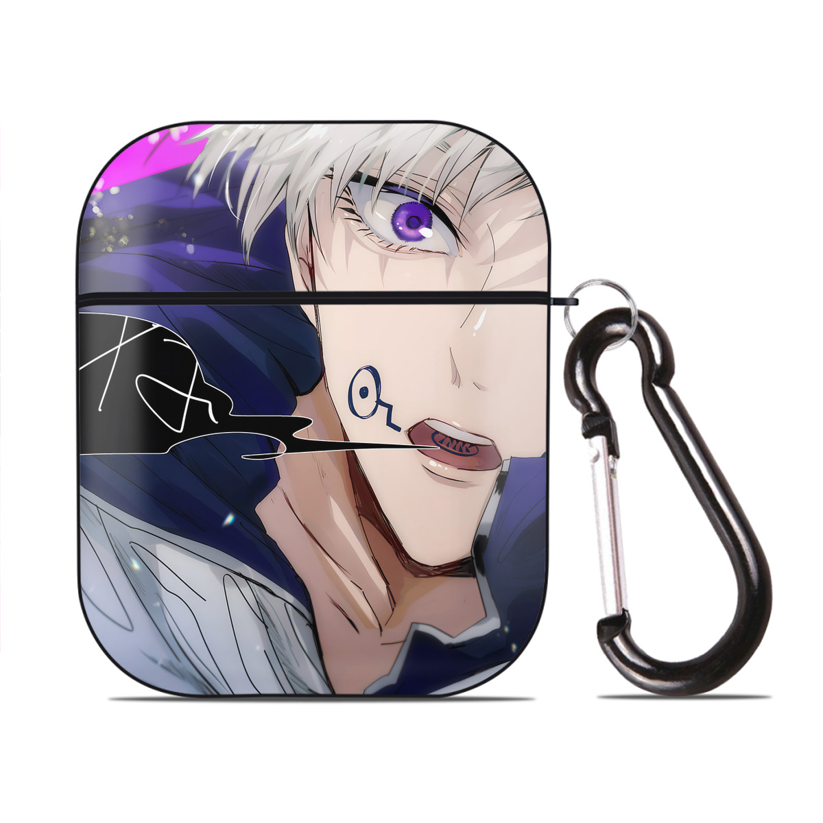 （画像用） 呪術廻戦 Jujutsu Kaisen AirPods 第2世代保護ケース ハードシェル ブラック 耐衝撃・防指紋・カラビナ付き