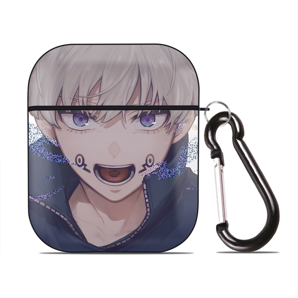 （画像用） 呪術廻戦 Jujutsu Kaisen AirPods 第2世代保護ケース ハードシェル ブラック 耐衝撃・防指紋・カラビナ付き