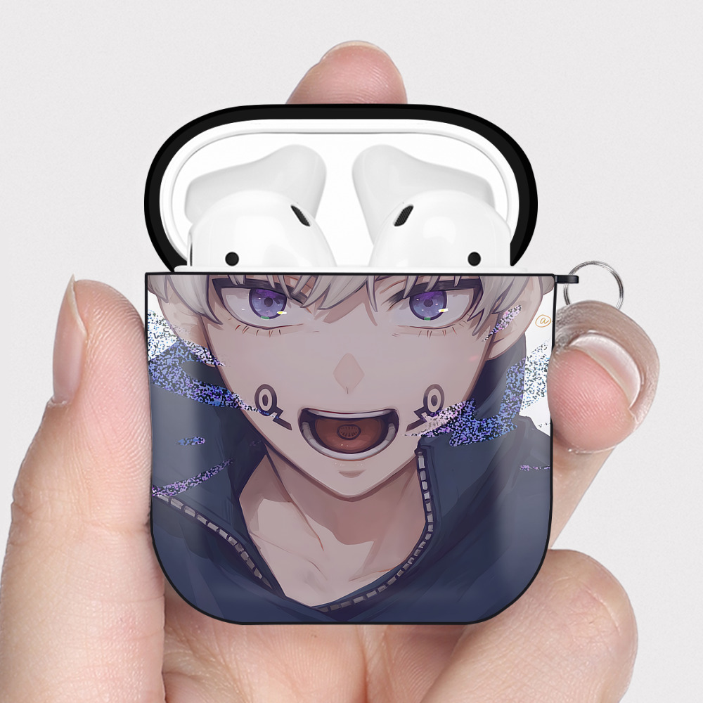 （画像用） 呪術廻戦 Jujutsu Kaisen AirPods 第2世代保護ケース ハードシェル ブラック 耐衝撃・防指紋・カラビナ付き