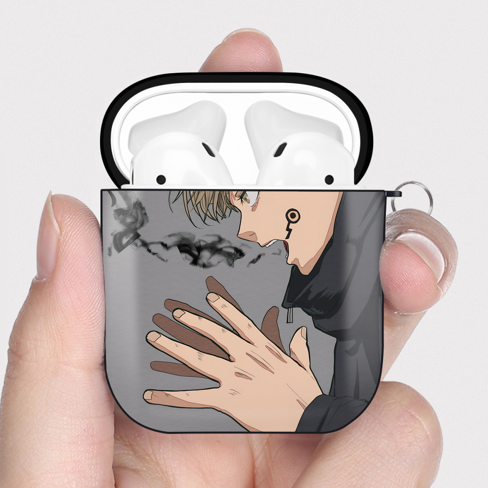 （画像用） 呪術廻戦 Jujutsu Kaisen AirPods 第2世代保護ケース ハードシェル ブラック 耐衝撃・防指紋・カラビナ付き