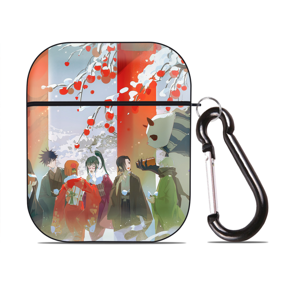 （画像用） 呪術廻戦 Jujutsu Kaisen AirPods 第2世代保護ケース ハードシェル ブラック 耐衝撃・防指紋・カラビナ付き