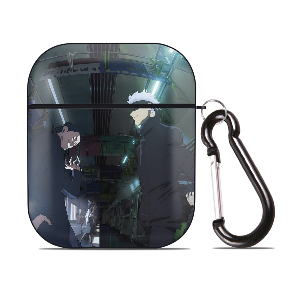 （画像用） 呪術廻戦 Jujutsu Kaisen AirPods 第2世代保護ケース ハードシェル ブラック 耐衝撃・防指紋・カラビナ付き