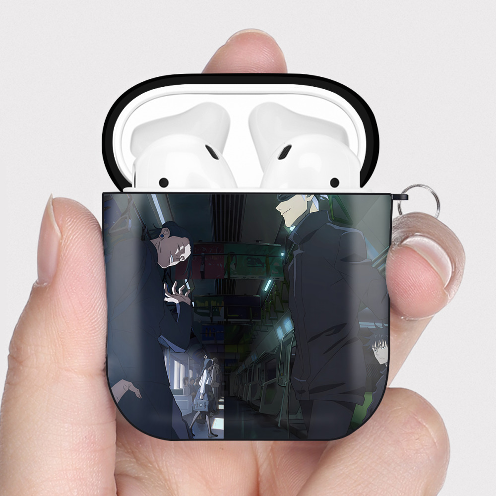 （画像用） 呪術廻戦 Jujutsu Kaisen AirPods 第2世代保護ケース ハードシェル ブラック 耐衝撃・防指紋・カラビナ付き