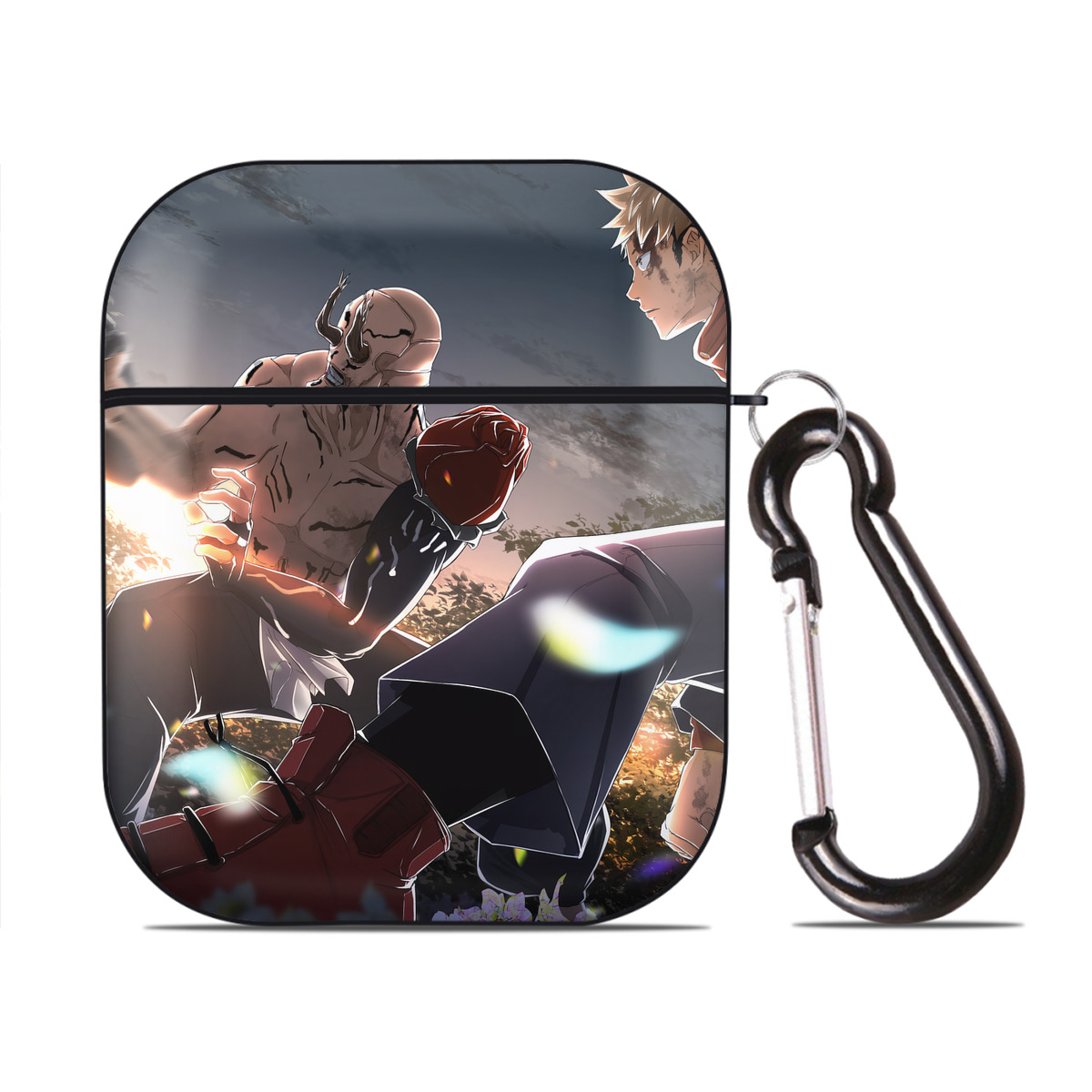 （画像用） 呪術廻戦 Jujutsu Kaisen AirPods 第2世代保護ケース ハードシェル ブラック 耐衝撃・防指紋・カラビナ付き
