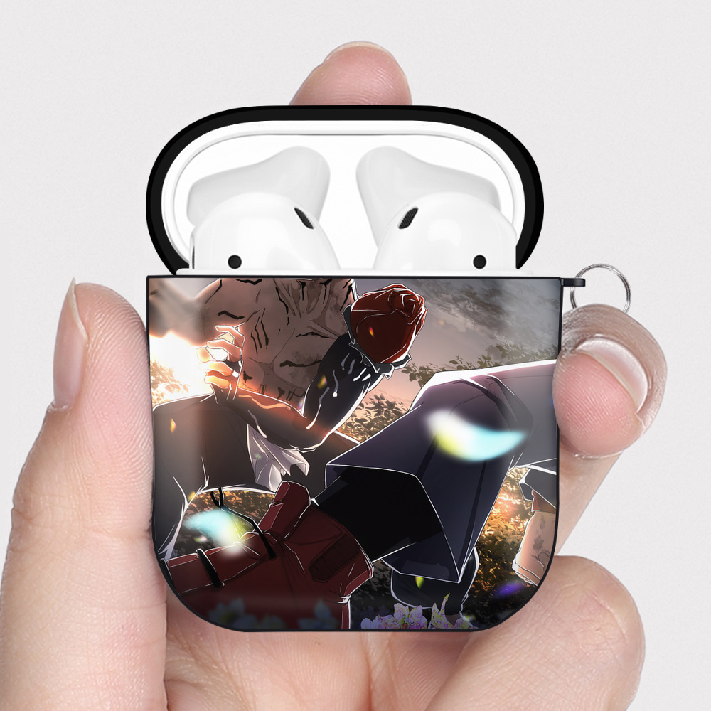 （画像用） 呪術廻戦 Jujutsu Kaisen AirPods 第2世代保護ケース ハードシェル ブラック 耐衝撃・防指紋・カラビナ付き