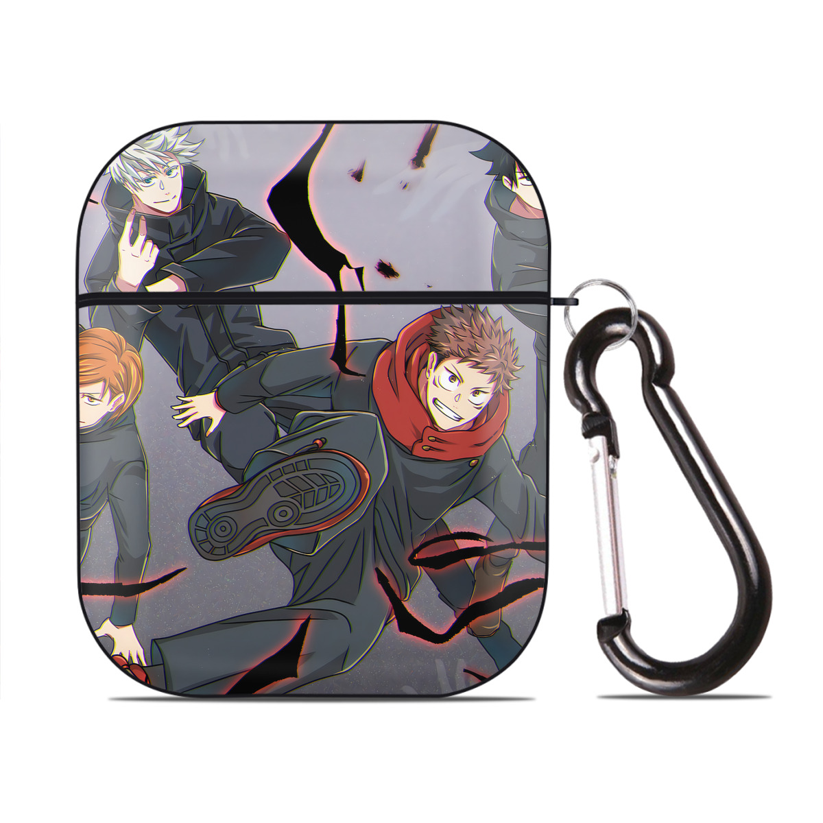 （画像用） 呪術廻戦 Jujutsu Kaisen AirPods 第2世代保護ケース ハードシェル ブラック 耐衝撃・防指紋・カラビナ付き